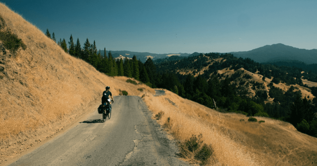 man on bike in the moutntains