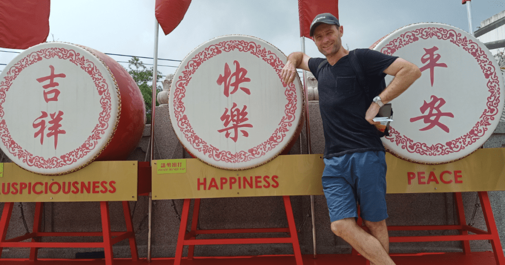 Mark at Big Buddha in Hong Kong