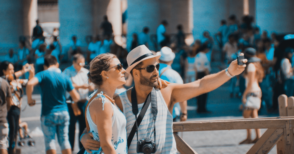 couple taking a selfie on holiday